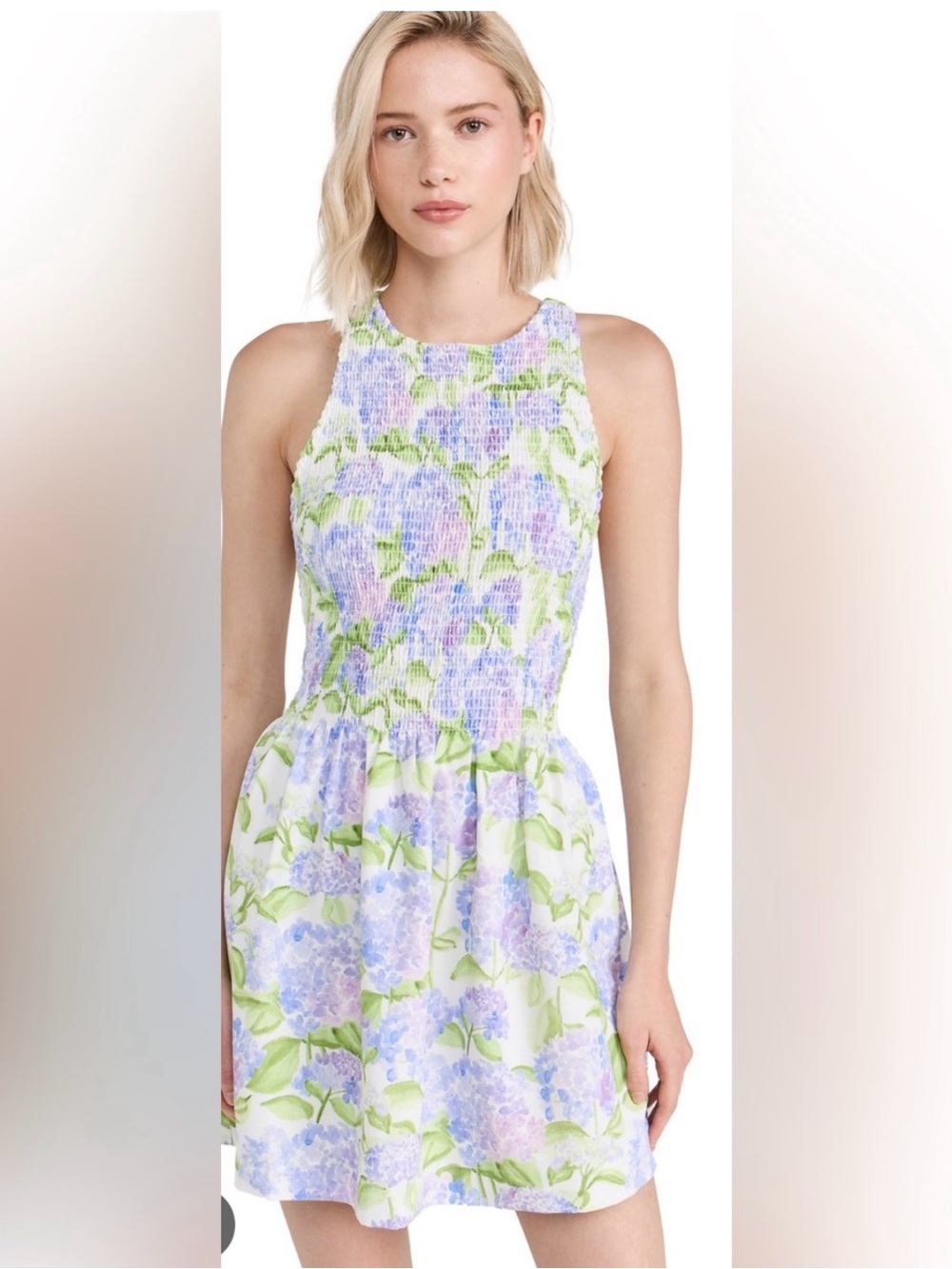 Hill House Lavender Hydrangea The Nap Dress  Floral Smocked Mini Dress